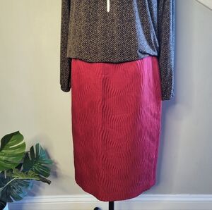 Lafayette 148 Pencil Skirt Red Silk Cotton Size 6